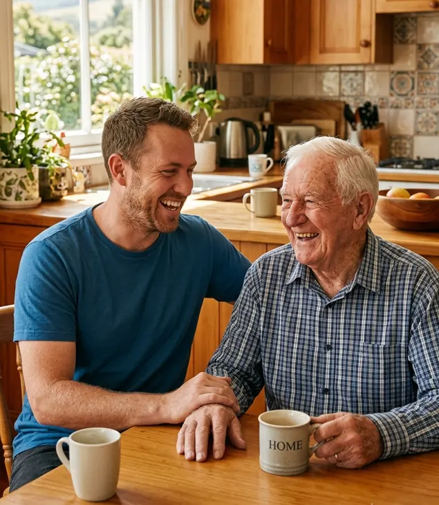 Trusted Private Home Caregiver holding hand of senior